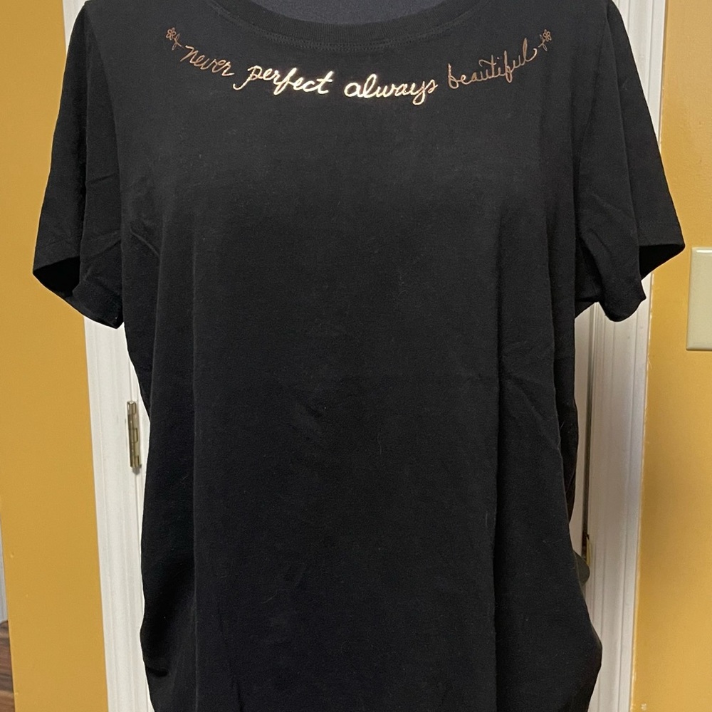 Torrid Black Tee With Gold Script - image 1